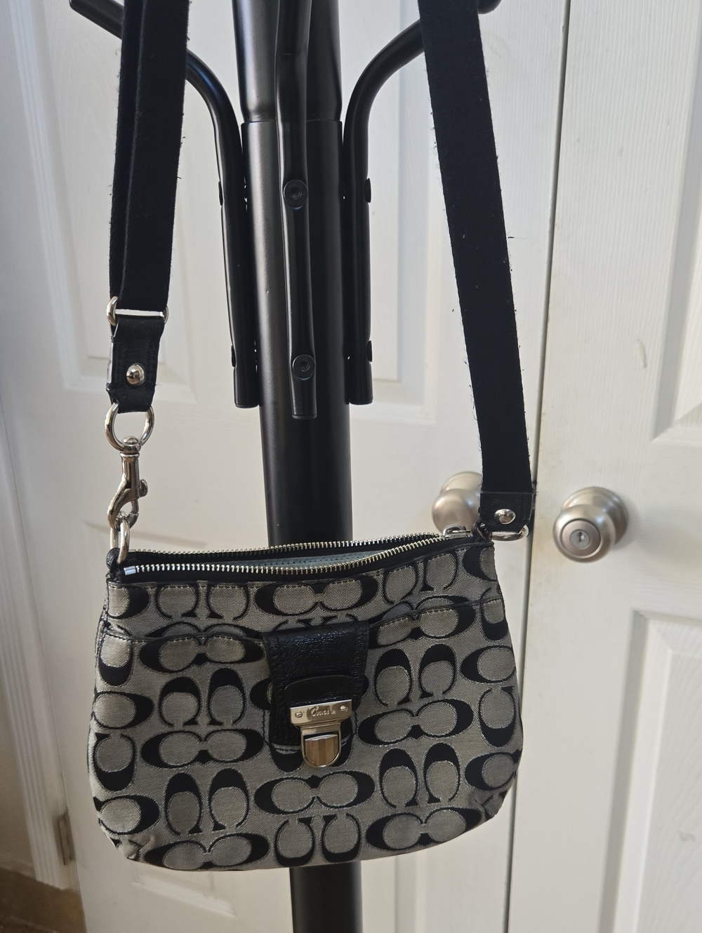 Coach Black and Gray Signature Crossbody Bag